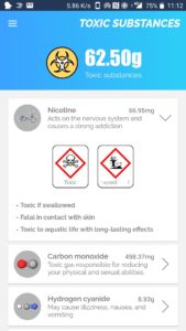 Toxic Substances on the quit smoking app Qwit