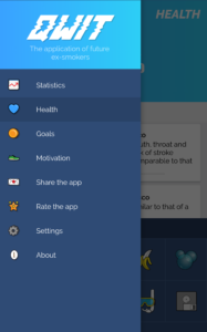 menu of smoking cessation app