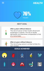 health page of quit addiction to cigatettes app