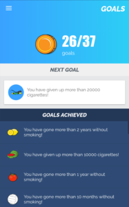 medals page of quit smoking app